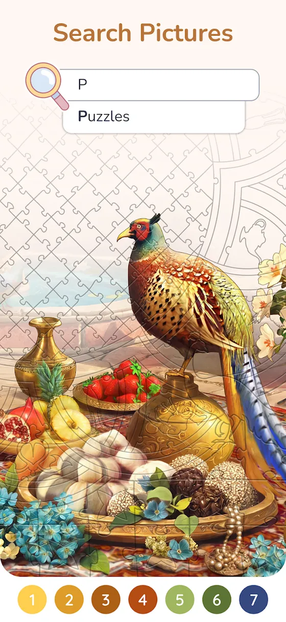 Happy Color gameplay screenshot filling a numbered illustration with colour