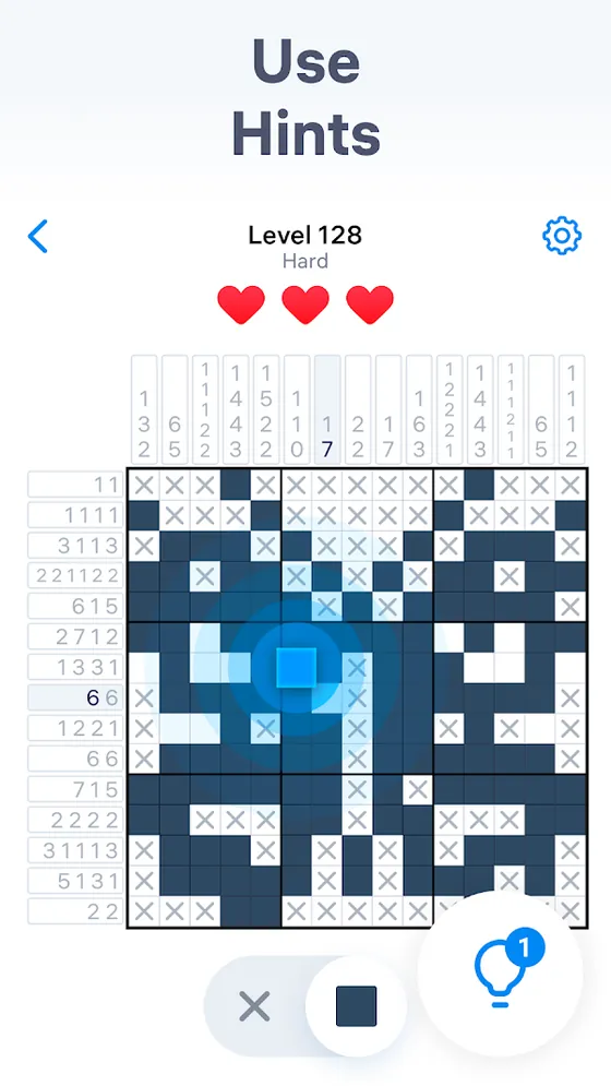 Nonogram.com gameplay screenshot with a numbered logic grid